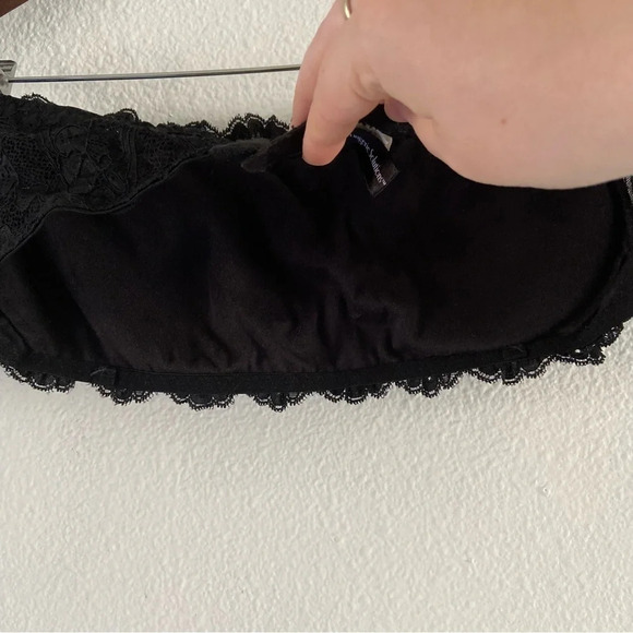 Lace Bandeau Bra Wire-Free Strapless Intimates Lingerie XL Scalloped Lace Sexy - Picture 6 of 12